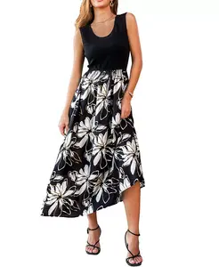 Женское пляжное платье миди с цветочным принтом «Летающие лилии» Cupshe, черный