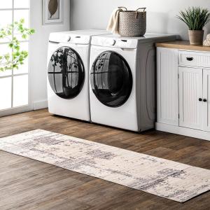 nuLOOM Ariana Машинная стирка Абстрактный ковер-дорожка 77 x 244 см,, Light Grey, runner
