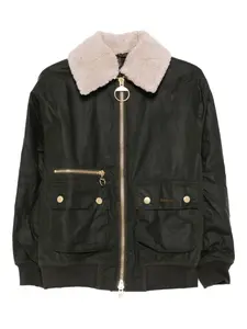 Куртка с воротником из овчины и застежкой-молнией спереди Barbour, коричневый