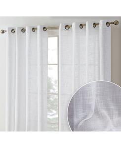 Комплект из 2 штор Madison из искусственного льна, полупрозрачные, с текстурой, обеспечивающие конфиденциальность и фильтрацию солнечного света, на люверсах HLCme, White