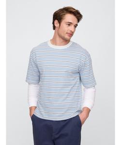 (U) Винтажная футболка свободного кроя в мягкую полоску