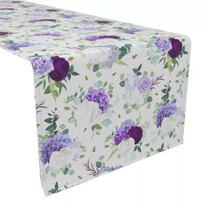 Настольная дорожка, 100 % полиэстер, 12x72 дюйма, фиолетовые и белые гортензии.