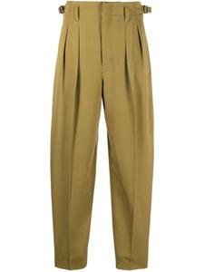 LEMAIRE брюки со складками из вирджинской шерсти, зеленый