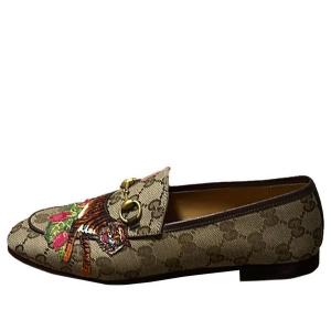 Кроссовки embroidered round toe loafer 'beige' Gucci, бежевый