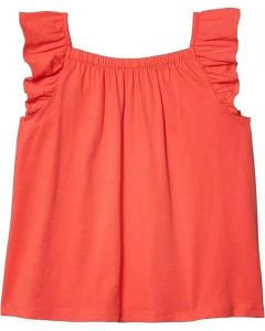Детская майка для девочек #4kids Essential, кораллового цвета, с оборками, короткими рукавами и квадратным вырезом, JDM1013