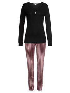 Пижама LASCANA, цвет bordeaux-schwarz-gestreift