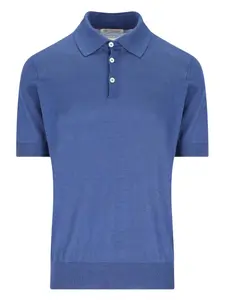 Рубашка поло с подолом в рубчик Brunello Cucinelli, синий