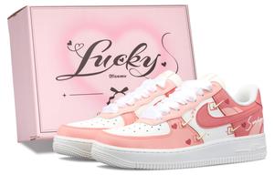 Nike Кроссовки Air Force 1 Heartfelt Cipher с антискользящим покрытием, низкие, износостойкие, женские, белые, розовые