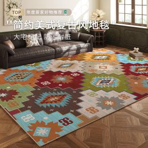 Budis Ковер 100х160 см для гостиной/спальни в винтажном стиле, короткий велюровый, не скользящий, толстый