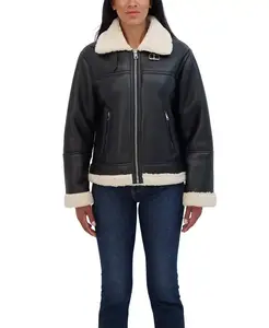 Женская куртка из искусственной овчины с застежкой-молнией спереди Sebby Collection, черный