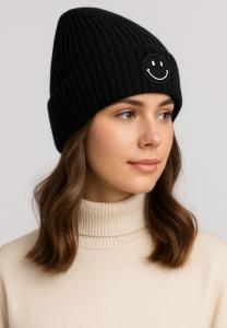 Шапка Faera MIT SMILEY-STICKEREI, Schwarz/Black