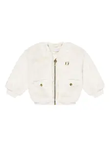 Шуба из искусственного меха с логотипом Escada Kids, белый