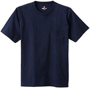 Футболка Hanes Beefy, короткие рукава, круглый вырез, 100% хлопок, бесшовный цельный крой, без этикетки, футболка с карманом Beefy, H5190, мужская, темно-синий