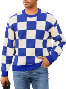 Мужской клетчатый свитер с воротником-гольф, свободный зимний пуловер EHSUYAB