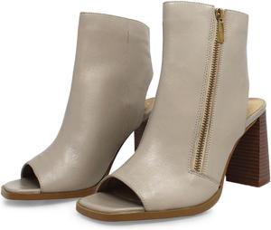 YDN Women's Square Peep Toe Slingback Ankle Boots Chunky Mid Heels Side Zipper Boot Sandals Office Daily Party Casual Bootie Shoes Size 4-16 US, Beige