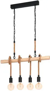 Подвесной светильник EGLO "YOUNGSTOWN", 4 лампочки, лампа E27 | без лампочек Высота: 110 см, черный