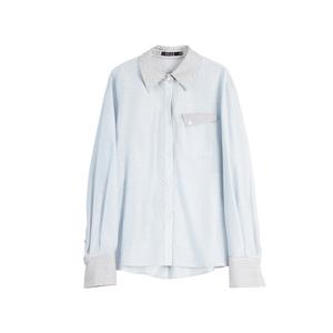 ELLE Рубашка Women's Blue Lapel Thin