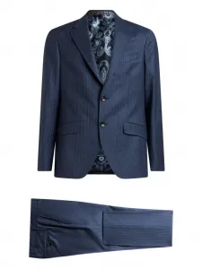 Шерстяной костюм в тонкую полоску ETRO, синий