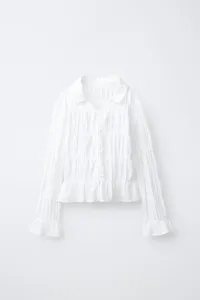 Рубашка с эластичной отделкой Zara, белый