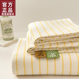 Yalu Простыня 120х230 см из 100% хлопка, утолщенный фланелевый материал, цвет Simple Yellow Striped