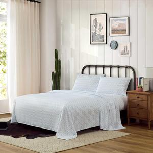 Wrangler Комплект постельного белья односпальный (простыня, натяжная простыня, наволочка), синий с полосками в виде головы быка, мягкий немнущийся, с глубокими карманами