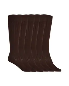 Набор из 6 пар хлопковых носков в рубчик Basix Punto Blanco, темно-коричневый