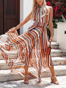 Длинное платье Milan Kiss, цвет orange/weiß/schwarz