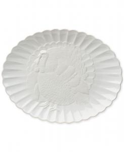 Французское блюдо «Перле» с резной индейкой Lenox, белый