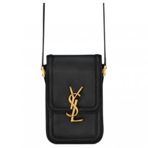 Солферино Гладкая кожаная сумка для телефона, кроссбоди, мини-рюкзак через плечо мужская черная SAINT LAURENT