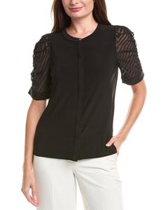 Элегантная блузка Anne Klein из комбинированных материалов, черный