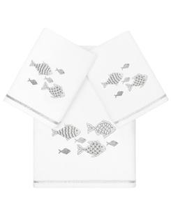 Набор из 3 банных полотенец из турецкого хлопка с вышивкой «Фиджи» Linum Home, белый