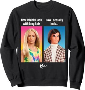 Барби - Кен. Как я думаю, я выгляжу с длинными волосами. Толстовка Barbie, черный