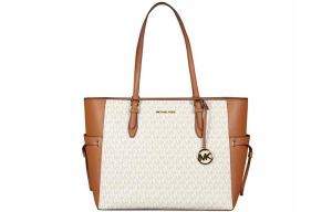 Сумка MK Gilly из ПВХ с кожаными вставками, сумка-шоппер, сумка через плечо Tubas женская ванильно-белая MICHAEL KORS
