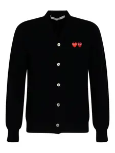 Шерстяной кардиган с нашивкой Comme Des Garçons Play, черный