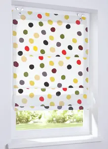 Рулонная штора Dots с люверсами, детский дизайн, с разноцветными точками, из 100% хлопка, непрозрачная и светофильтрующая, размер 60 х 120 см Kutti