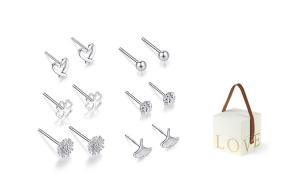 MISS TOOYA Серьги-гвоздики из стерлингового серебра для женщин