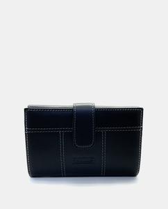 Маленький черный кожаный кошелек на двенадцать карт Pielnoble, черный