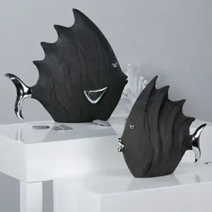 Casablanca by Gilde Фигурка животного "Фигурка рыбы" 29х26х10 см, черно-серебристый