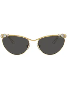 Солнцезащитные очки в оправе 'кошачий глаз' с кристаллами Swarovski, золотистый