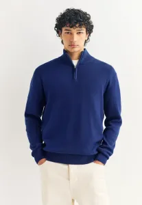 Однотонный джемпер премиум-класса с молнией на четверть длины, стандартного кроя. Next, Blue