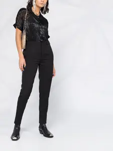 Брюки строгого кроя с завышенной талией Saint Laurent, черный
