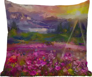 Подушка для улицы - Живопись - Масляная краска - Цветы - Природа - Солнце - 40x40 см - Устойчива к атмосферным воздействиям - Подушка для отдыха - Подушка - Интерьер - Обивка с рисунком MuchoWow