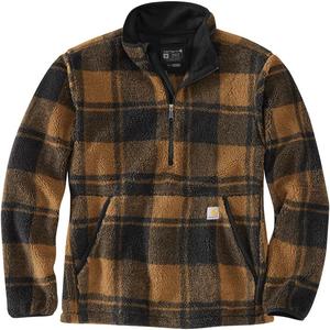 Carhartt мужская свободная флисовая толстовка, Carhartt Brown/Black Plaid