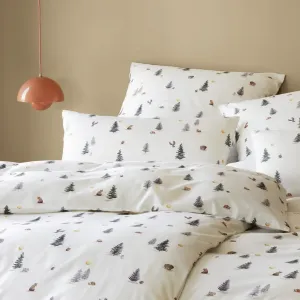 Элегантный мягкий комплект постельного белья из фланели, дизайн Зимний лес, белый, размер 155х200+80х80 Elegante