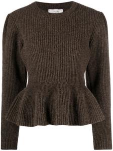 LEMAIRE джемпер в рубчик с баской, коричневый