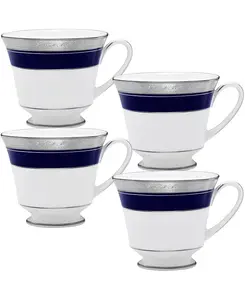 Набор из 4 чашек Crestwood Cobalt Platinum, сервиз на 4 персоны Noritake, blue