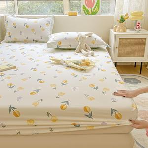 Yalu Простыня на резинке 90x200 см из 100% хлопка, цвет Tulip