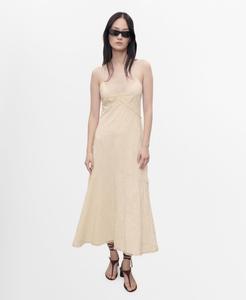 Женское вышитое платье миди MANGO, Ecru