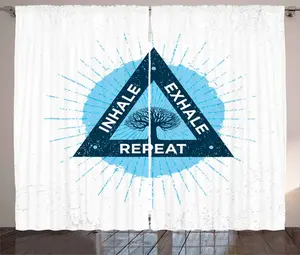 Штора ABAKUHAUS Inhale Exhale Rustic, Древо жизни, универсальная ленточная штора для гостиной с петлями и крючками, 280 x 245 см, цвет ночной синий с белым Abakuhaus