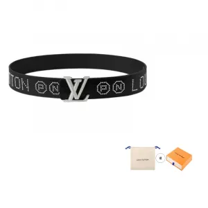 LOUIS VUITTON Кожаный ремень мужской черный ширина 4 см, Black